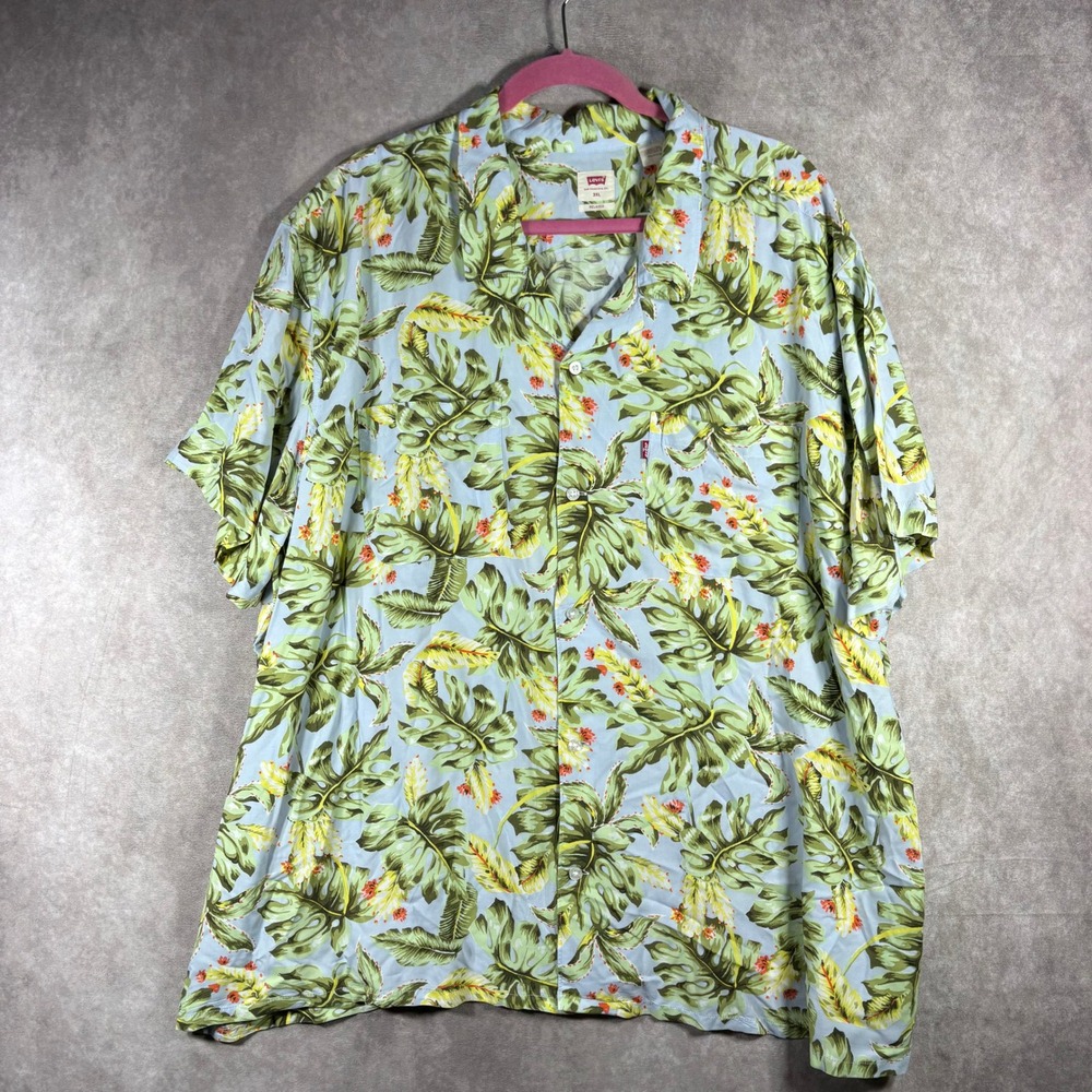 Levi's Button Down Men 3XL Blue Classic Camper Relaxed Tropical Floral Beach NEW